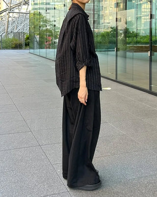 Twill balloon wide pants