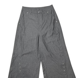 Button-down wide-leg slacks