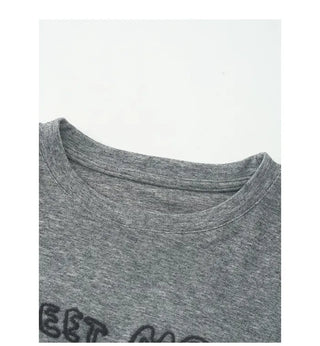 Puppy embroidered round neck long-sleeved T-shirt