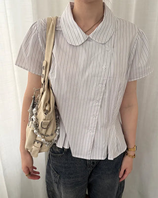 Striped pintuck shirt blouse
