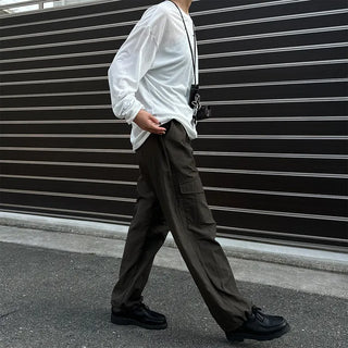 (Unisex) Big Pocket Nylon Easy Pants