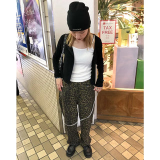 Unique leopard print wide-leg pants