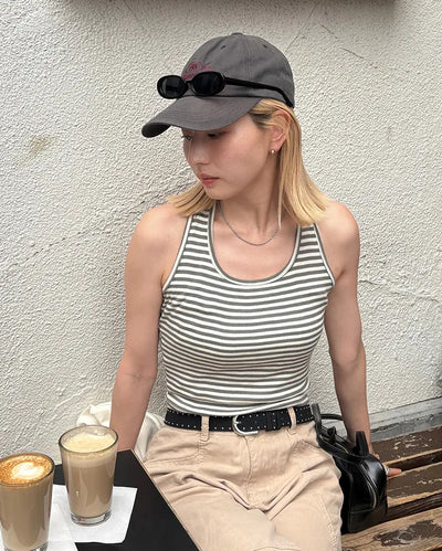 Striped volter neck cropped top