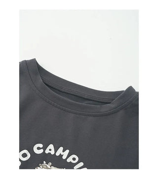Printed round neck long-sleeve T-shirt