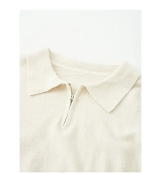Half-zip-up color knit