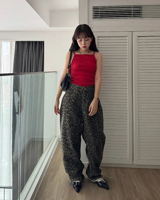 Leopard print cotton pants