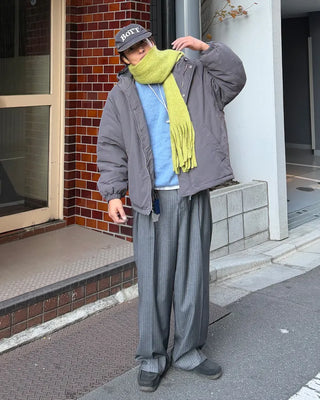 Two-pleat striped slacks