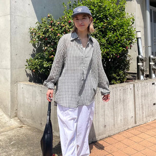 Unisex seersucker check shirt