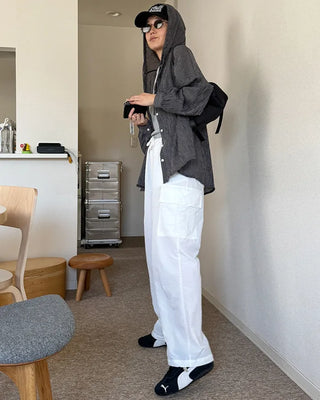 Checked hooded shirt