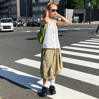 Striped button camisole
