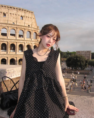 Polka dot tiered mini dress