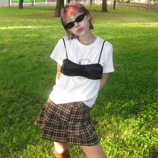 Printed cropped short-sleeved T-shirt