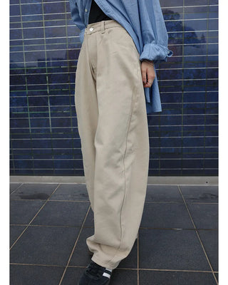 Wide-seam cotton pants