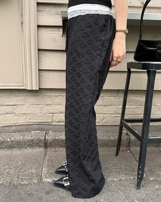 Heart Embossed String Pants