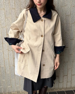 Loose-fit half trench coat