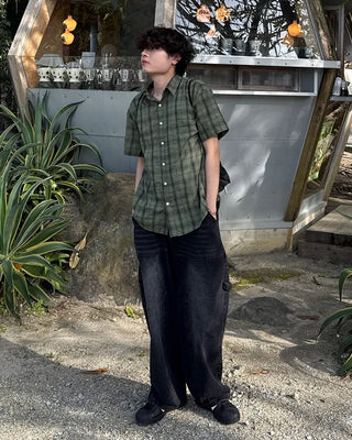 (Unisex) Tartan Check Half Shirt