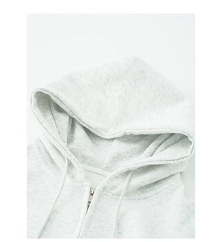 Embroidered hooded zip-up jacket