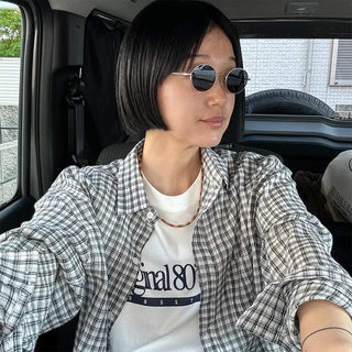 Checked sheer shirt