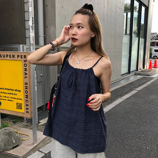 Checked Shirred Camisole
