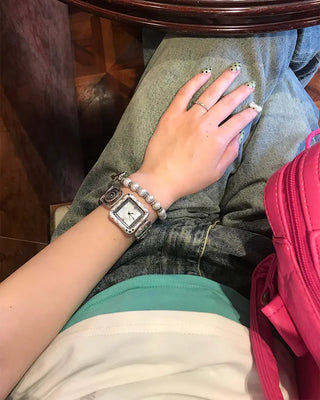 Square Silver Star Handwatch