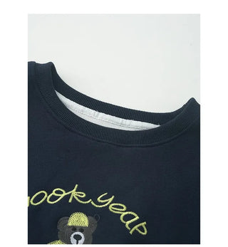 (2 colors) Bear embroidered sweatshirt