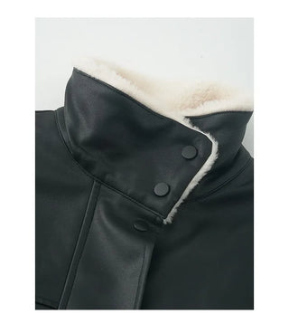 Quilted fur collar jacket