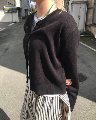 Simple round neck cardigan