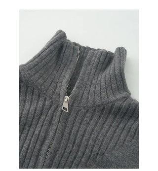 [2-way] High-neck ribbed zip-up