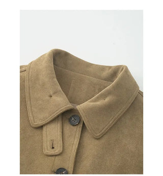 High-neck suede jacket