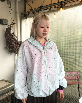 String Flower Hooded Windbreaker