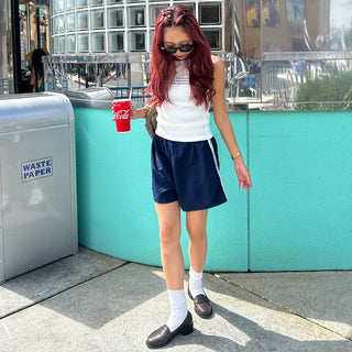 2-line elastic waist shorts