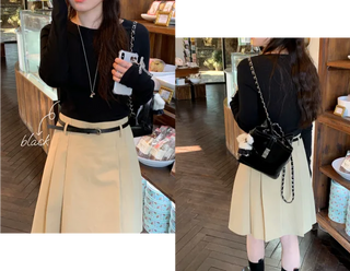 Long-sleeved round modal inner T-shirt (7cm)