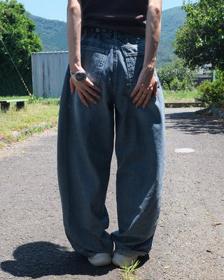 Wide striped denim pants