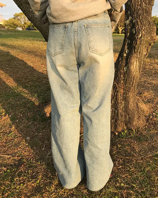 Semi-straight denim pants