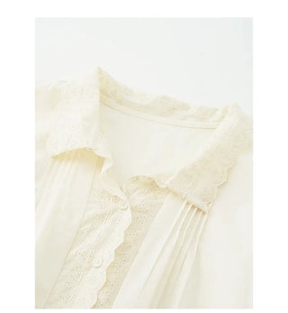 Lace puff-sleeve blouse