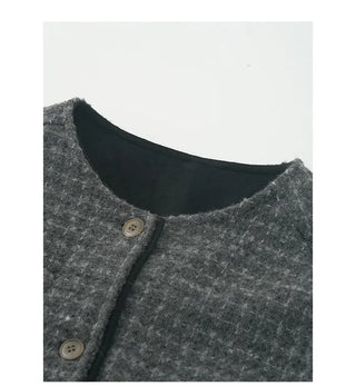 Wool round neck button jacket