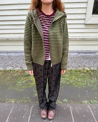 Striped knit zip-up
