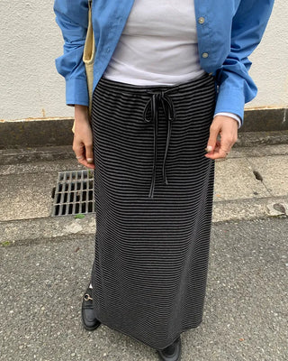 Striped strap long skirt