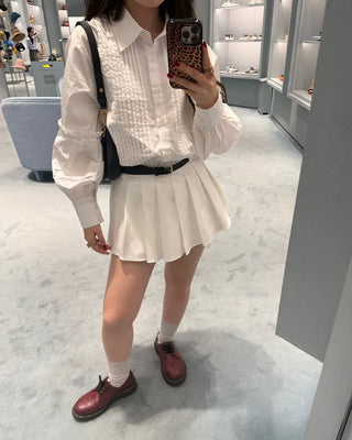 (ORIGINAL) Basic Pintuck Shirring Shirt