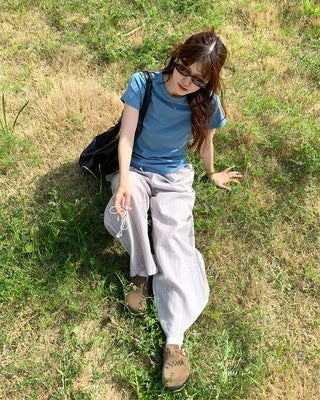 Suede texture buckle mules