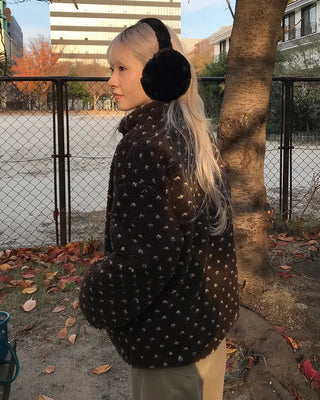 Dot fleece zip-up