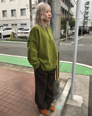 Henley neck oversized knit