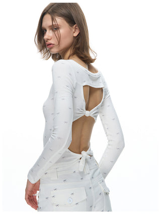 [NECY] Ribbon Allover Cutout Knot T