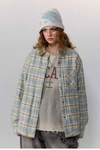 [Monterest] Quilted Padded Check Shirt Jacket