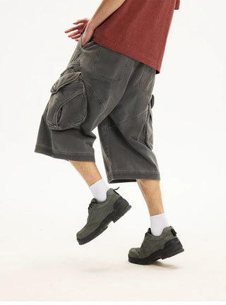 [Monterest] Washed Multi-Pocket 3D Cut Work Shorts