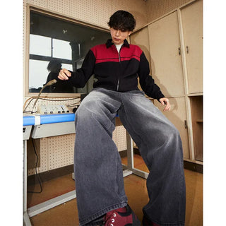 Washed balloon denim pants
