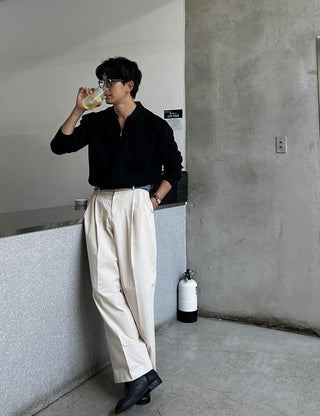 Full-zip collar knit (span fabric)