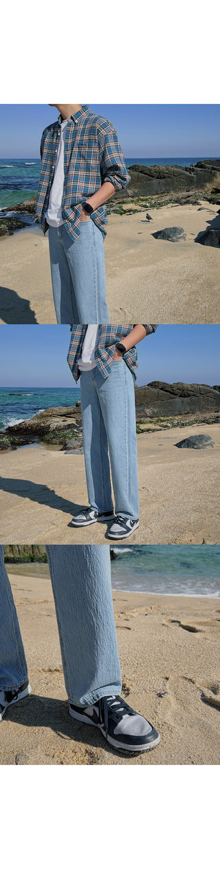 Recycled Crinkle Denim Pants