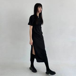 Pleated Shirred Slit Dress