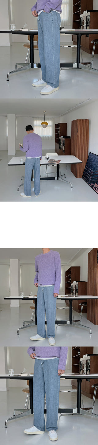 Piece Cooling Linen Wide Denim Pants